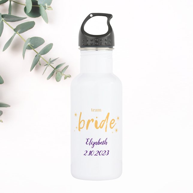 Yellow Stars and Purple Elegant Bride 532 Ml Water Bottle (Creator Uploaded)