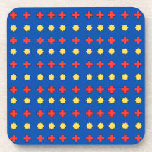 Yellow Stars and Red Crosses on Dark Blue