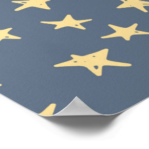 Yellow Stars Blue Starry Sky Space Lover Astronomy Poster