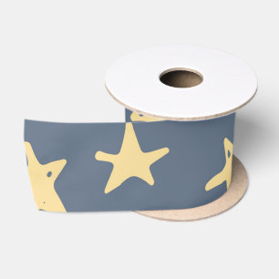 Yellow Stars Blue Starry Sky Space Lover Astronomy Satin Ribbon