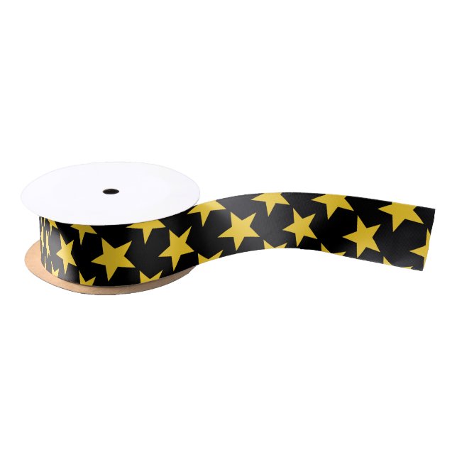 Yellow Stars Design Satin Ribbon (Spool)