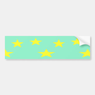 Yellow stars on turquoise bumper sticker