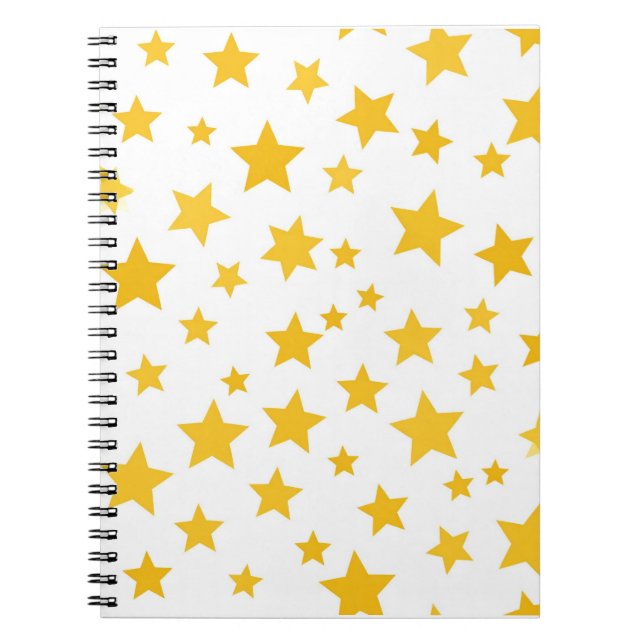 yellow stars on white background notebook (Front)