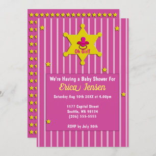 Yellow Stars & Pacifier Baby Girl Shower Invitation