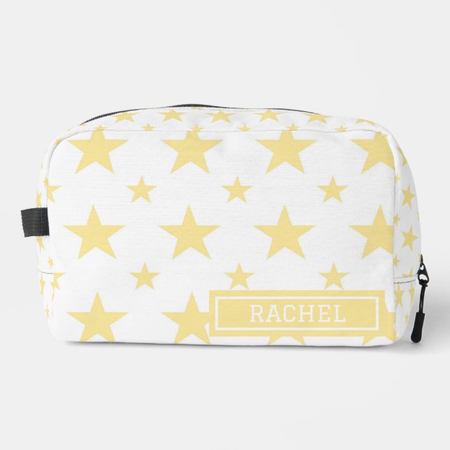 Yellow Stars Pattern Pretty Constellation Cosmetic Dopp Kit (Front)
