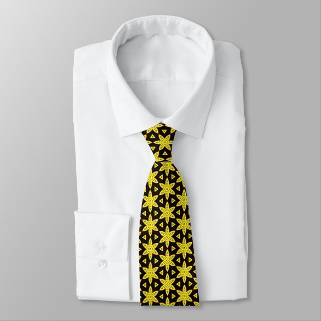 Yellow Stars Terrazzo Pattern Tie (Tied)