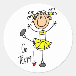 Yellow Stick Figure Cheerleader T-shirts and Gifts Classic Round Sticker