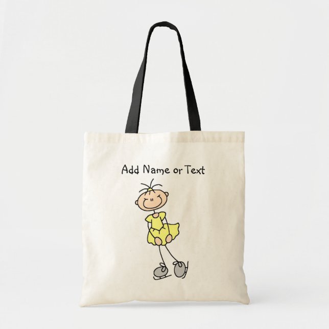 Yellow Stick Figure Girl Ice Skater Customised Bag (Front)