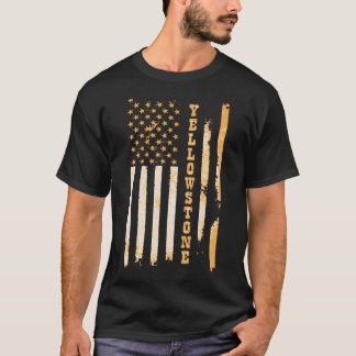 Yellow Stone Classic Fit Black 	 With Flag Design  T-Shirt