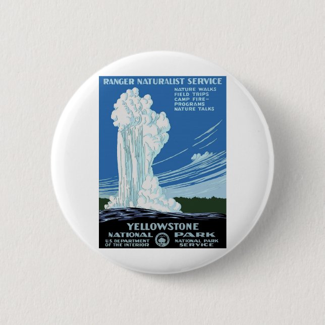 Yellow Stone Park - Old Faithful Geyser 6 Cm Round Badge (Front)
