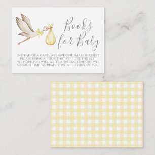 Yellow Stork Baby Shower Book Request Card