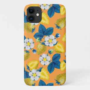 Yellow strawberries on orange iPhone 11 case