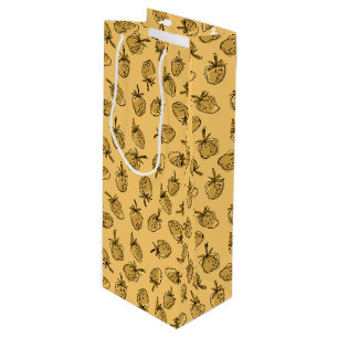 yellow strawberry pattern wine gift bag