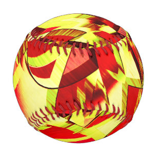 Yellow streaks on red, drizzled image baseball