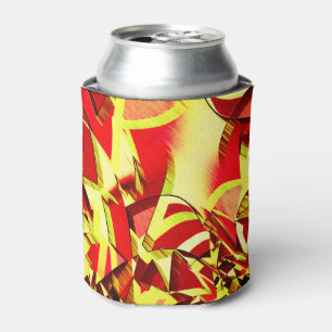Yellow streaks on red, drizzled image can cooler