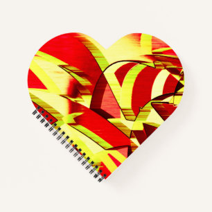 Yellow streaks on red, drizzled image notebook
