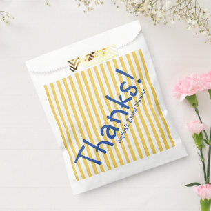 Yellow Stripe Bold Blue Thanks Bridal Shower Favour Bag