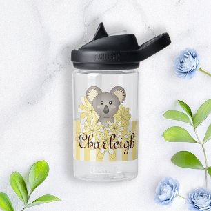 Yellow Stripe Cute Baby Koala Kids Water Bottle