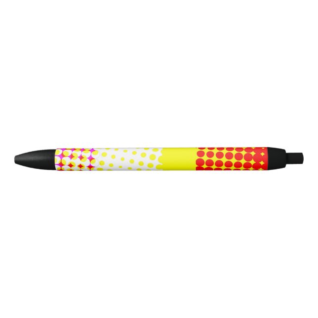 Yellow Stripe Dot Pattern Design Pen (Front)