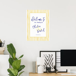 Yellow Stripe Hand Drawn Welcome Wedding  Poster