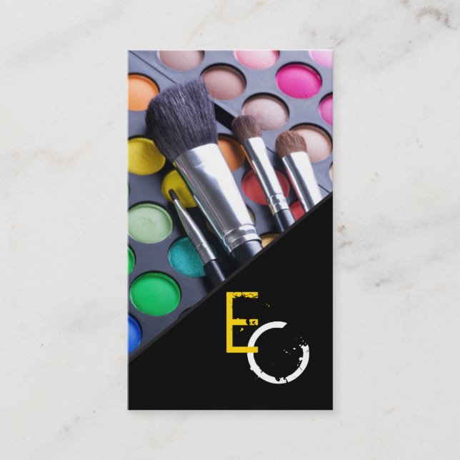 Yellow Stripe Make Up Artist Palette Business Card (Front)