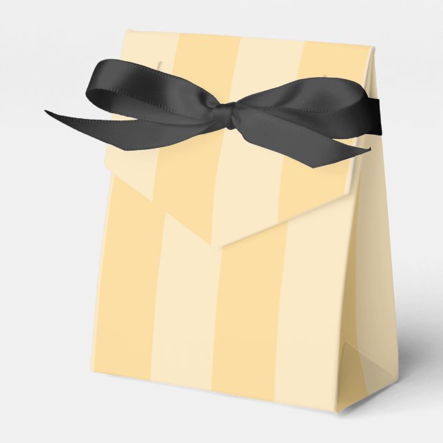 YELLOW STRIPE PATTERN TENT WITH RIBBON FAVOR BOX (Front Side)