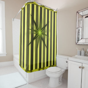 Yellow stripe star showercurtain shower curtain