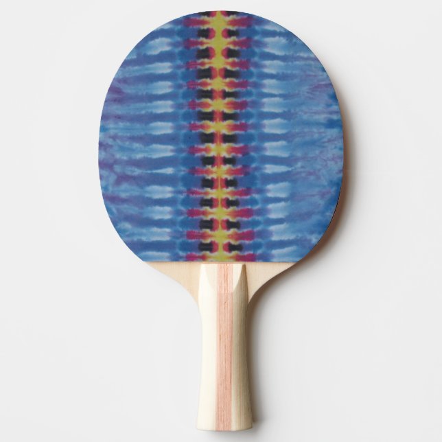 Yellow Stripe Tie Dye Ping Pong Paddle (Front)