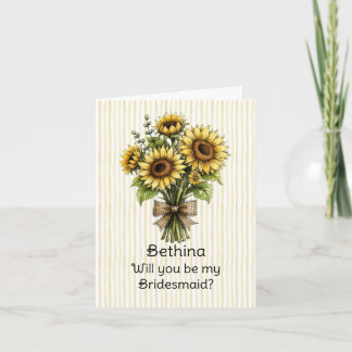 Yellow Stripe Whimsical Sunflower Proposal Card