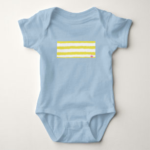 Yellow stripes and a pink crown baby bodysuit
