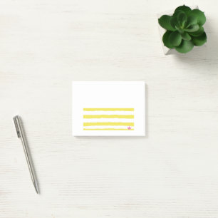 Yellow stripes and a pink crown Post-It Notes