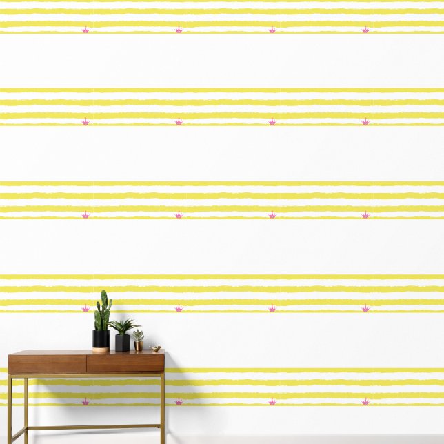 Yellow stripes and a pink crown Wallpaper (Hallway)