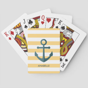 Yellow Stripes and Blue Anchor Playing Cards