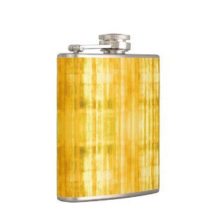 Yellow Stripes Art Pattern Hip Flask