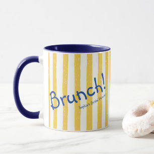 Yellow Stripes Bold Blue Brunch Bridal Shower Mug