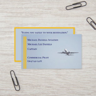 Yellow Stripes Commercial Aeroplane Captain Pilot Business Card
