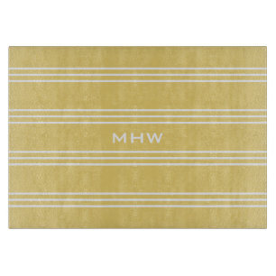 Yellow Stripes custom monogram cutting boards