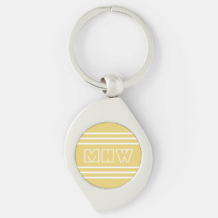 Yellow Stripes custom monogram key chain
