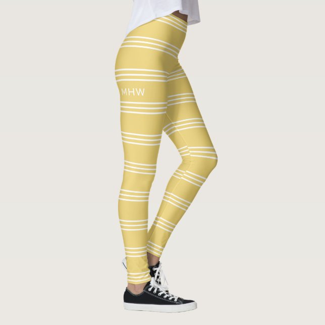 Yellow Stripes custom monogram leggings (Right)
