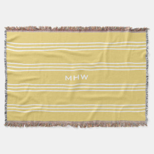 Yellow Stripes custom monogram throw blanket