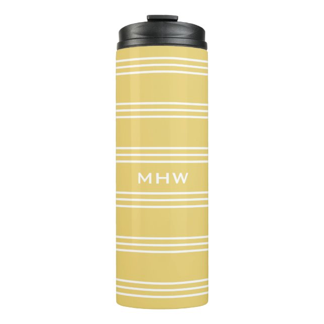 Yellow Stripes custom monogram tumbler (Front)