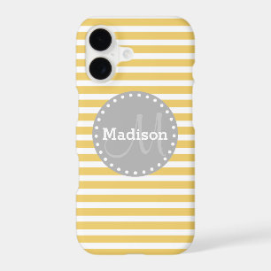 Yellow Stripes Grey Monogram