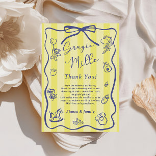 Yellow Stripes Italian Themed Ciao Baby Shower Invitation