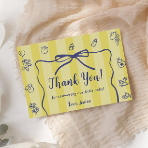 Yellow Stripes Italian Themed Ciao Baby Thank You Card