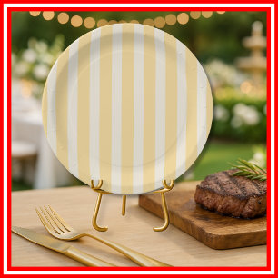 Yellow Stripes La Dolce Vita Lemons Italian PLAIN Paper Plate