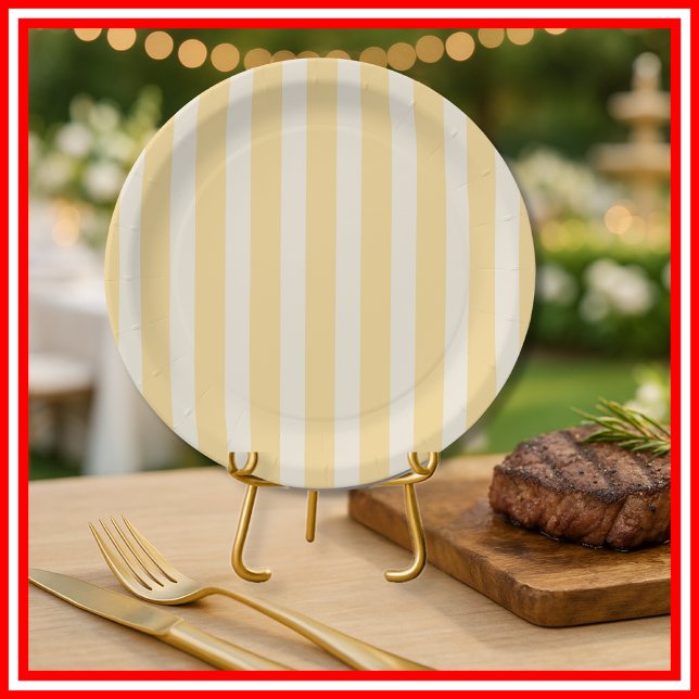 Yellow Stripes La Dolce Vita Lemons Italian PLAIN Paper Plate (Creator Uploaded)
