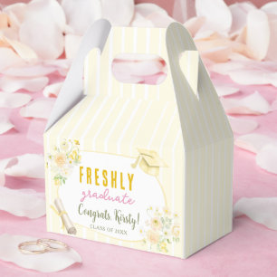 Yellow Stripes Lemons and Flowers Graduation Favour Box