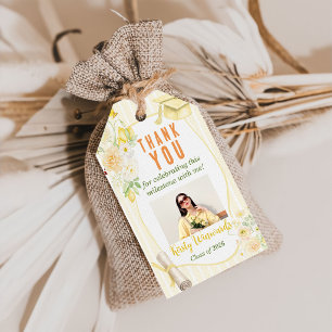 Yellow Stripes Lemons and Flowers Graduation Gift Tags