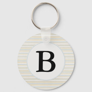Yellow Stripes Monogram Key Ring