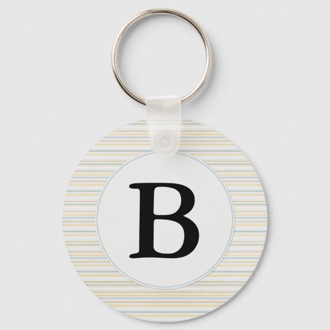 Yellow Stripes Monogram Key Ring (Front)